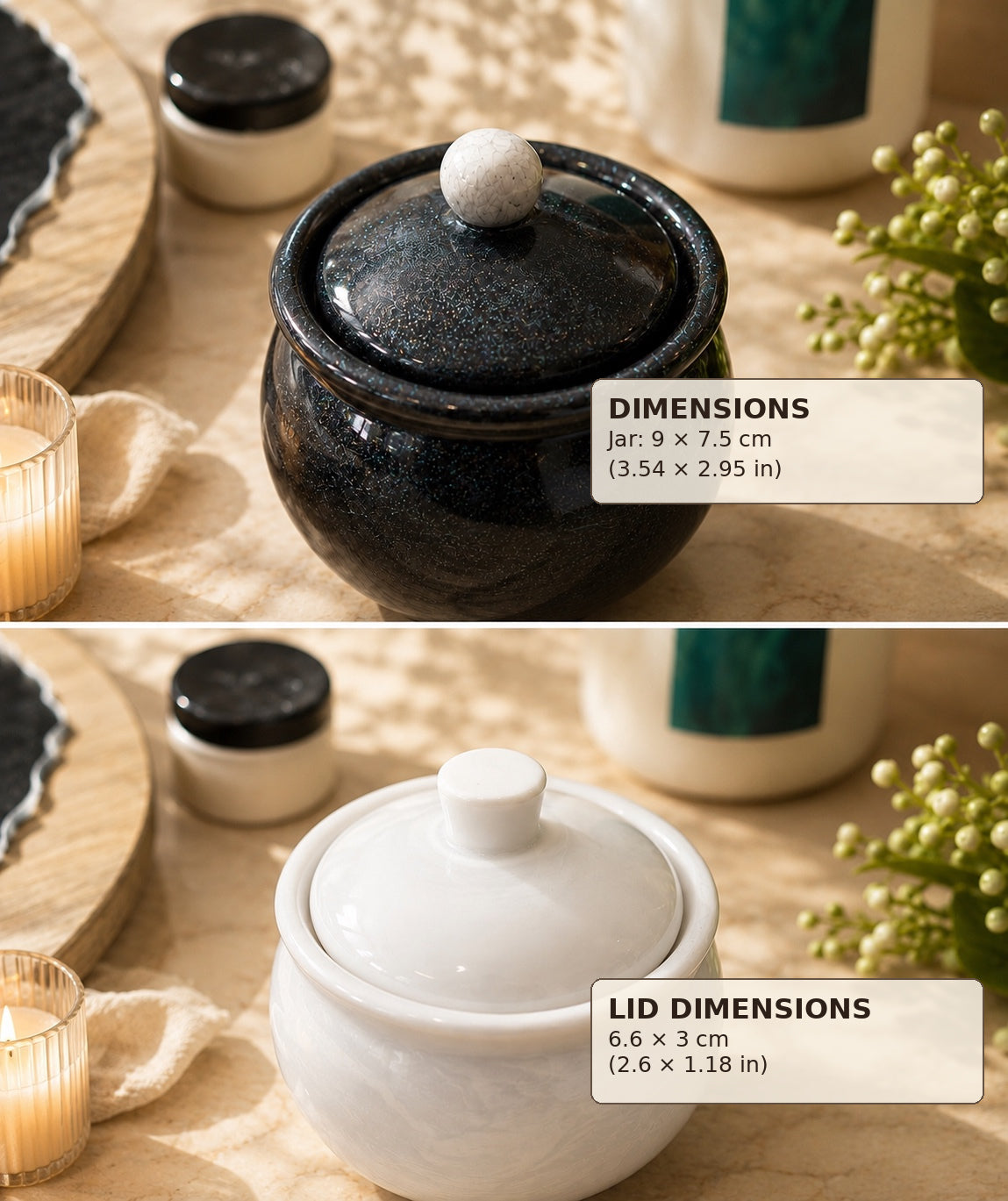 Black & White Marble Resin Storage Jar with Lid